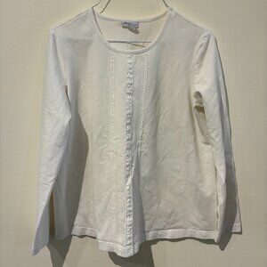 Mimi Maternity White Detailed Front Long-Sleeved Top - Women's S